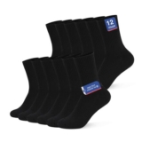 12 Pairs Black Mens Cotton Cushioned Athletic Socks for Cycling