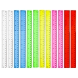 12 Pcs Plastic Ruler Set 30cm/12in Colorful Transparent Straight Measuring Ruler, Shatterproof Long Clear Rulers for Student Classroom School Office Home