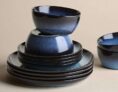 12 Piece Amberley Reactive Dinner Set – Navy or Grey – Free C&C