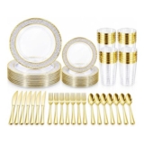 120-Piece Gold Rim Dinnerware Set