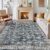 120×170 cm Machine Washable Rugs, Low-Pile Oriental Carpet Bedroom, Vintage Distressed Area Rug Living Room, Non-Slip Traditional Carpets for Dining Room Home Office, Blue