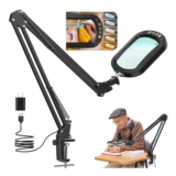 12X Magnifying Glass with Light, Clamp, Dimmable LED Stand