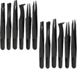 12pcs Plastic Anti-Static Tweezers for Electronics DIY Jewelry-Making Diamond Sticker Children Kids Arts Scrapbooking,Size 1/2/3/5/7/8 Each Two