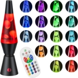 14.5 Art Deco Liquid Motion Lamp, Remote Control 17 Colour Changing Night Light, Retro Mood Lamp for Bedroom Decor, Kids/Adults Gift for Christmas, Party (Black)