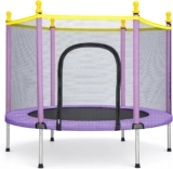 140cm Kids Trampoline with Safety Enclosure Net, 200KG Weight Capacity Indoor/Outdoor Trampoline for Children, Galvanized Steel Frame & PP Mat for Garden, Backyard Fitness Jumping
