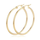 14K Gold Hoop Earrings for Women, 40mm, Elegant Silhouette