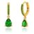 14K Gold Plated Green Emerald Teardrop