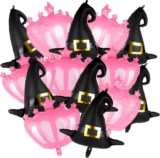 14Pcs Halloween Foil Balloons, Witch Hat & Princess Crown Balloons