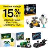 15% off Toys Including LEGO already Reduced (e.g Disney 43279 WALL-E and EVE £34.83 / Batman 76333 Batman & Robin Batmobile £21.23) Free C&C