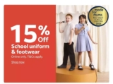 15% off schoolwear and school shoes