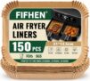 150PC Air Fryer Liners for Ninja Dual, FIFHEN Parchment Paper Air Fryer Liners Disposable, Air Fryer AF300UK AF400UK SL400UK Accessories Compatible with Ninja, Keplin, Tower, Other Dual Zone Air Fryer
