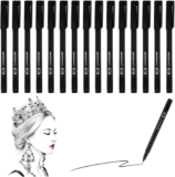 15Pcs Black Permanent Marker Pens,0.6mm Fine Tip Permanent Markers,Quick Drying & Waterproof Fineliner Pens for Plastic,Wood,Metal,Glass,Ceramic,Paper,Office & School,Fine Point Markers
