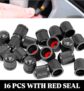 16 x Black Plastic Dust Caps With Internal Air Dust Water Seals – Alloy Wheel Valve Caps – w/Code, Sold by STM STYLING