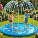170cm Splash Pad, 67 Sprinkler Mat, Water Sprinkler for Kids, Garden Water Toys, Kids Sprinkle and Splash Play Mat, Summer Water Toys for Kids Outdoor (D)
