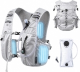 180-Min Cooling Running Hydration Vest with 3 Removable Packs 2L BPA-free PEVA bladder, 10L multi-pocket storage, 420D ripstop fabric, adjustable fit for endurance sports