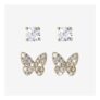 18ct Gold on Sterling Silver Set of 2 Earrings, Butterfly Round