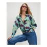 1Blue Floral Long Sleeve Blouse