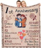 1st Wedding For Him, For Her, Love Romantic Home Accessories Blanket for Wife from Husband,One Year Anniversary Presents For Women