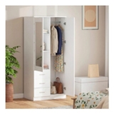 2 Door Wardrobe Adjustable Shelf 3 Drawers Mirror Home Storage 180cm