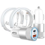 2 Pack 48W Cigarette Lighter USB Fast Charger with 2 x 3FT Type C to Lightning Cable – Sold by Cathy Sayers LTD / FBA