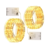 2 Pack Battery String Lights, 12m 120LED Waterproof Warm White