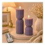 2-Pack Flameless LED Striped Pillar Candles with Remote