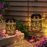 2 Pack Garden Ornaments Outdoor Hummingbird Solar Lanterns for Outside, Waterproof Hanging Garden Ornament LED Light, Birthday Gifts for Women, Gift for Women Mum Grandma, Mothers Day