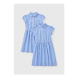 2 Pack Girls Blue Easy Dressing Gingham Dress (3 Blue