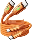 2 Pack -INIU 240W USB C to USB C Cable, 2m2m Orange PD Type C Charger Cable – Blue/orange