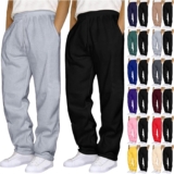 2 Pack Joggers for Men UK Jogging Sweatpants Drawstring Elasticated Waist Tracksuit Bottoms Casual Straight Wide Leg Trousers Gym Workout Lounge Pants with Pockets