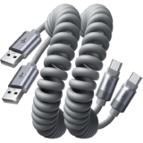 2 Pack LISEN Coiled USB C Charger Cable 1.2m Silicone, Reinforced Ports w/code B King /FBA
