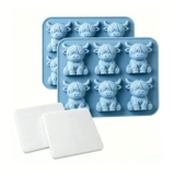 2-Pack Mini Highland Cow Silicone Ice Molds with Lids