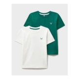 2 Pack Plain T-Shirts in White and Green