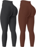 2 Pack Seamless Scrunch Bums Gym Leggings for Women Mid-Waist Butt Lifting Yoga Pants Sports Leggings Fitness Running Trousers