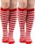 2 Pairs Red Socks Striped Socks for Women Striped Knee High Long Opaque Hosiery Sport Casual Tube Hosiery