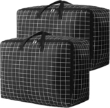 2 Pcs 105L Large Moving Bags Oxford Fabric Storage Bags with Zips, Black