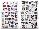 2 Pcs Black White Y2K Cushion Covers, Polyester Material, Double-Sided Different Patterns, Stylish 45×45 Cm Cushion Covers, Fashionable Cushion Cover 17.717.7 Inch, Versatile Decor for Home Sofa