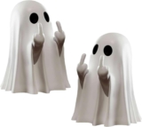 2 Pcs Halloween Middle Finger Ghost Ghost Decorations Spooky Funny Table Ornament for Prank Party, Unique Haunted House Decor, Eye Catching Gift for Teens and Adults Halloween Humor Prop