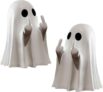 2 Pcs Halloween Middle Finger Ghost Ghost Decorations Spooky Funny Table Ornament for Prank Party, Unique Haunted House Decor, Eye Catching Gift for Teens and Adults Halloween Humor Prop