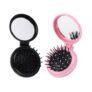 2 Pcs Mini Travel Folding Hair Brush with Mirror, Compact Foldable