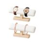 2 Pieces Wooden Watch Display Stand with T-Bar Beige