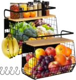 2 Set Magnetic Shelf, Fruit Baskets for Kitchens, Spice Rack Fruit Bowls 2 in 1 Onions and Potatoes Storage, Vegetable Organiser, Magnetic Spice Rack for Fridge, BBQ Accessories, Tools, Snack