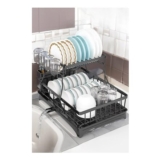 2-Tier Dish Drainer Rack with Kitchen Utensil and Glass Holder