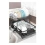 2-Tier Dish Drainer Rack with Kitchen Utensil and Glass Holder