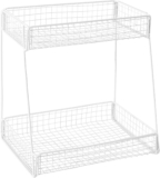 2-Tier Large Storage Bathroom Counter Organizer Vegetable Storage Rack Double Tier Decorative Organiser Spice Rack (White)
