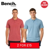 2 x Bench Marnock Polo Shirts (Bright Blue / Red Marl) W/Code