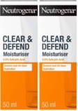 2 x Neutrogena Clear and Defend Moisturiser 50ml Oil-Free Daily Face Cream for Spot-Prone Skin (£7.33 S&S) – Prime Exclusive
