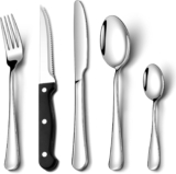 20 Pcs Cutlery Set with Steak Knives, NINIROR Food-Grade Stainless Steel Flatware Set Silverware Set for 4 People Include Spoon Knife and Fork Sets Mirror Polished Dishwasher Safe for Home Restaurant