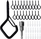 20 Pcs Screw in Hooks with Safety Buckle – Black Metal Ceiling Hooks,Outdoor Garden Hooks – Hooks for Hanging Plants, Cup, Fairy Light, Birdcage, Christmas Decor, Wind Chimes (Black)