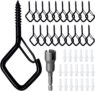 20 Pcs Screw in Hooks with Safety Buckle – Black Metal Ceiling Hooks,Outdoor Garden Hooks – Hooks for Hanging Plants, Cup, Fairy Light, Birdcage, Christmas Decor, Wind Chimes (Black)